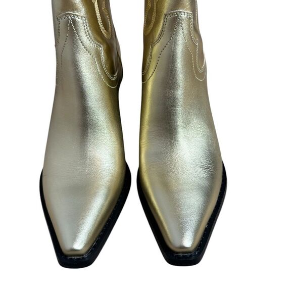 Jeffrey Campbell Dagget Gold Leather Cowboy Boots | Size 7.5 - Picture 2 of 13